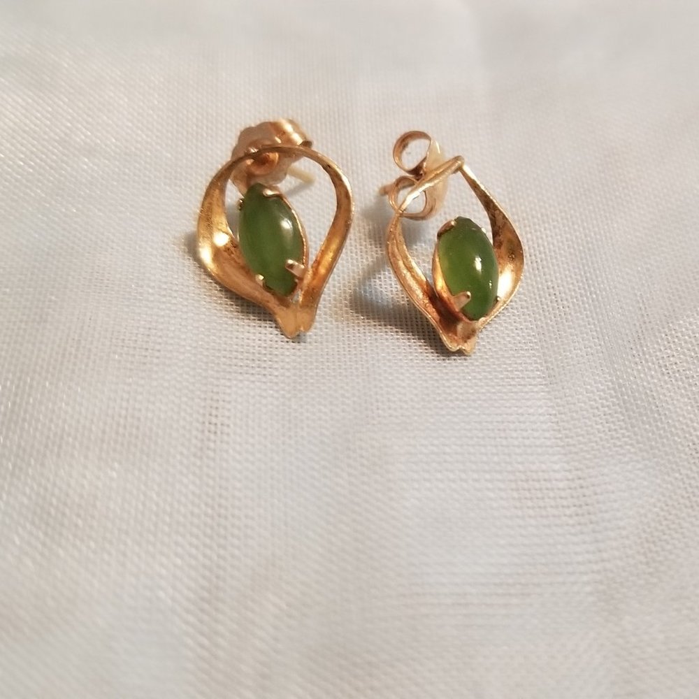 Vintage Gold and Jade Earrings